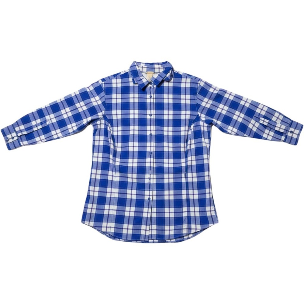 Duluth Trading Co Mens XL Blue Plaid Performance Button Down Stretch Shirt